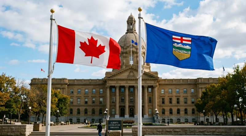 Canadian and Alberta Flag