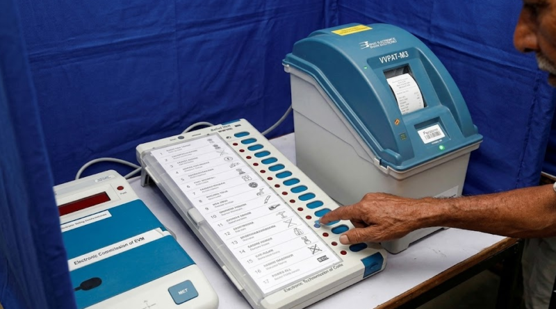 EVM with a person casting vote