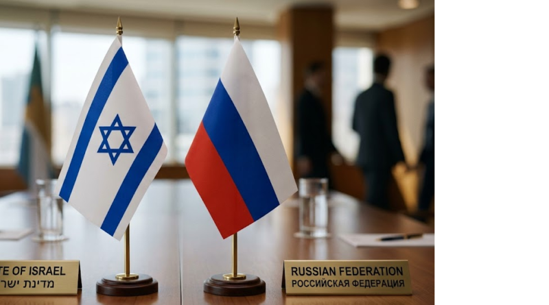 Flags of Israel and Russia