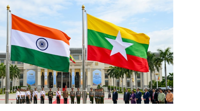 India and Myanmar Flag